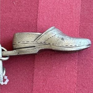 Vintage DANSKO Clogs metal key chain charm pendant silver